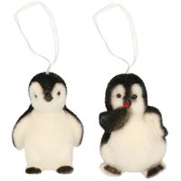 2x Pinguins kerstornamenten kersthangers 9 cm   -