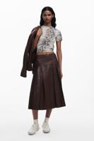 Midi leren rok - BROWN - XL