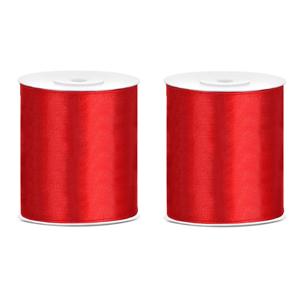 Hobby/knutsel satijnen sierlint - 3x - rood - 10 cm x 25 mtr - cadeau lint