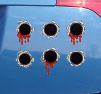 Auto bumper sticker kogelgaten met bloed