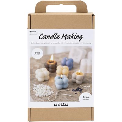 Creativ Company Hobbyset kaarsen maken, bubble sojakaars, beige, lichtblauw, crème, 1 doos