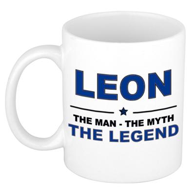 Leon cadeau mok - man myth legend - naam koffiemok - 300 ml - collega - vaderdag