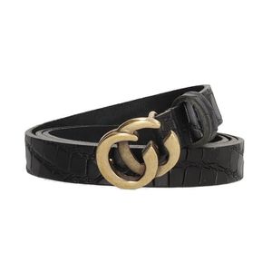 Hide & Stitches Riem 2 cm Zwart Double Ring Croco