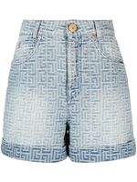 Balmain short en jean à motif monogrammé - Bleu