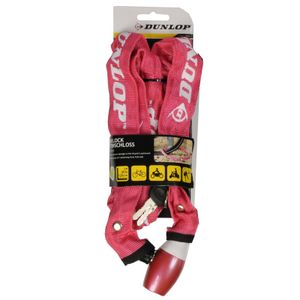 Dunlop Kettingslot - roze - 120 cm - 2 sleutels   -