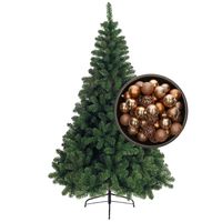 Bellatio Decorations kunst kerstboom 210 cm met kerstballen camel bruin - thumbnail