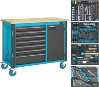 HAZET Werkbank - rijdend - Assistent 179NW - assortiment 179NW-7/210 - 210-delig - Laden, ondiep: 6 x 81 x 522 x 398 mm - Laden, diep: 1 x 166 x 522 x