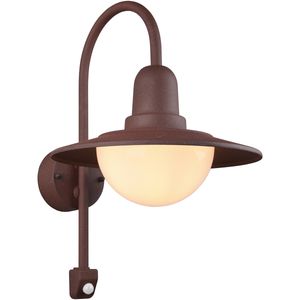 LED Tuinverlichting met Bewegingssensor - Wandlamp Buitenlamp - Trion Nomina - E27 Fitting - Rond - Roestkleur - Aluminium