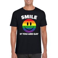 Regenboog emoticon Smile if you are gay shirt zwart heren 2XL  - - thumbnail