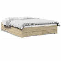 Bedframe met lades bewerkt hout sonoma eikenkleurig 150x200 cm