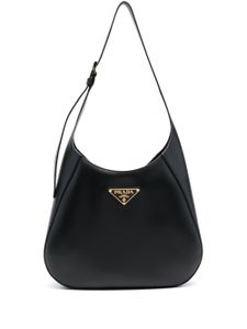 Prada sac porté épaule en cuir à logo triangulaire - Noir