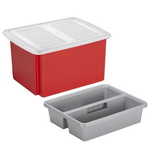 Sunware opslagbox kunststof 32 liter rood 45 x 36 x 24 cm met deksel en organiser tray