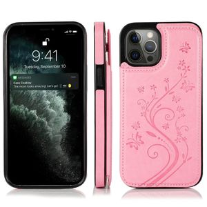 iPhone 13 hoesje - Backcover - Pasjeshouder - Portemonnee - Bloemenprint - Kunstleer - Roze