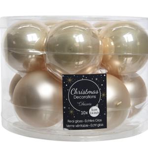 Decoris Kerstballen set - 10x - parel/champagne kleur - glas - 6 cm