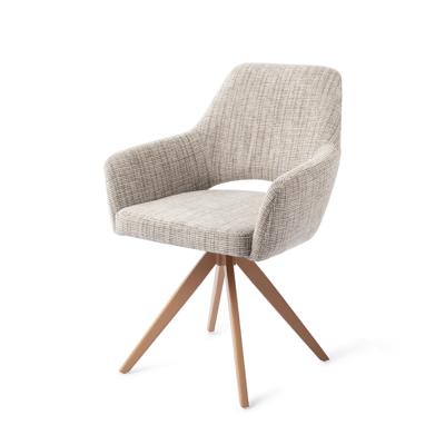 Jesper Home Draaibare Eetkamerstoel 'Yanai' Turn Peach, kleur Caramel Grid