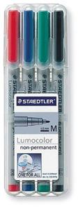Staedtler Lumocolor 315, OHP-marker, non permanent, 1,0 mm, box van 4 stuks in geassorteerde kleuren