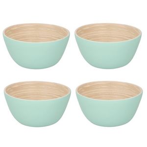 4x Bamboehouten chips schaaltje pastelgroen 12 cm - Snack en tapasschalen