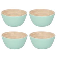 4x Bamboehouten chips schaaltje pastelgroen 12 cm - Snack en tapasschalen