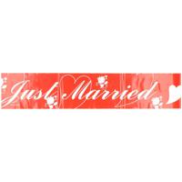 Rood markeerlint Just Married 6 meter - Afzetlint/banner - Huwelijksfeest/bruiloft versiering - thumbnail