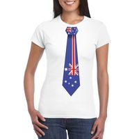 Wit t-shirt met Australie vlag stropdas dames