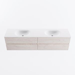 MONDIAZ VICA 190cm badmeubel onderkast Underlayment 4 lades. Wastafel MOON dubbel 2 kraangaten, kleur Talc.