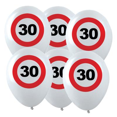 Verjaardagfeest leeftijd ballon - 30 jaar - 12x stuks - thema leeftijd stopbord