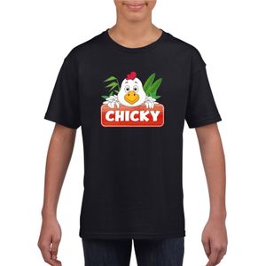 T-shirt zwart voor kinderen met Chicky de kip