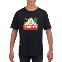 T-shirt zwart voor kinderen met Chicky de kip XL (158-164)  -
