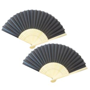 Grote Spaanse handwaaier - 2x stuks - zwart - 38 x 21 cm - hout/stof - waaier