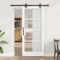 Schuifdeur met Hardware Set Wit 86x198,5 cm Van Massief Vurenhout