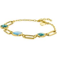 Zinzi ZIA2332 Armband zilver-kleursteen goudkleurig-groen-turquoise 17-20 cm - thumbnail