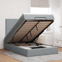 Ottoman bed met matras en LED's 120x200cm stof lichtgrijs