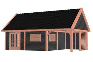 Tijdelijk 15% korting | Trendhout Buitenverblijf Zadeldak XXL 950x595 cm - Combinatie 1- Zadeldak- Onbehandeld lariks Douglas hout- Trendhout