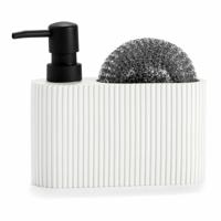 2-in-1 zeepdispenser voor het aanrecht Andrea House CC71086 Wit Hars Schuurspons 16 x 5 x 15 cm 300 ml