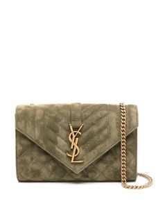 Saint Laurent sac porté épaule Envelope à design matelassé - Vert