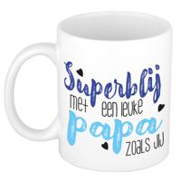 Cadeau koffie/thee mok voor papa - blauw - super blij - keramiek - 300 ml - Vaderdag   -