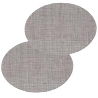 Placemat Maoli - 4x - ovaal - grijs - 48 x 35 cm - kunststof - onderlegger Placemat Maoli - 4x - ovaal - grijs - 48 x 35 cm - kunststof - onderlegger