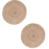 Excellent Houseware Placemats - 6x - rond - riet - gevlochten - rotan - 38 cm