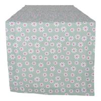 Daisy Flowers Tafelloper Groen 50x140 Cm