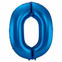 Cijfer 0 nul ballon blauw 86 cm