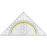 Geodriehoek Triangle met liniaal en gradenboog - set 3x stuks - kunststof - 14 x 9 cm