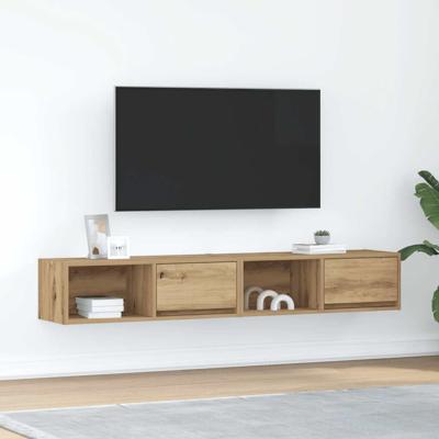 Tv-meubelen 2 st 80x31x25,5 cm bewerkt hout artisanaal eiken