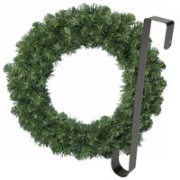 Kerstkrans 35 cm - groen - met zwarte hanger/ophanghaak - kerstversiering