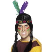 Indianen verkleed hoofdband met veren - thumbnail