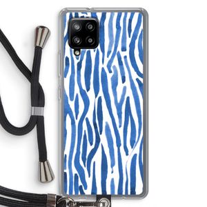 Blauwe nerven: Samsung Galaxy A42 5G Transparant Hoesje met koord