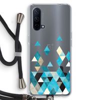 Gekleurde driehoekjes blauw: OnePlus Nord CE 5G Transparant Hoesje met koord