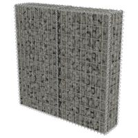 The Living Store Gabion Mand Gegalvaniseerd Staal 100x20x100cm - Sterke Schanskorf voor Windscherm - Zilver