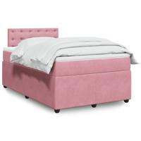 Boxspring met matras fluweel roze 120x190 cm