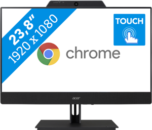 Acer A240CXi5 i1812 Touch Intel® Celeron® 7305 60,5 cm (23.8") 1920 x 1080 Pixels Touchscreen Alles-in-één-pc 8 GB DDR4-SDRAM 64 GB eMMC ChromeOS Wi-Fi 6E (802.11ax) Zwart