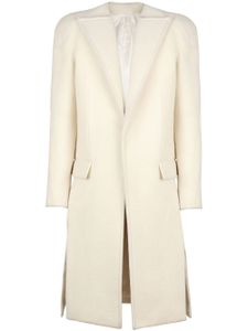 Balmain manteau en laine mélangée à simple boutonnage - Blanc